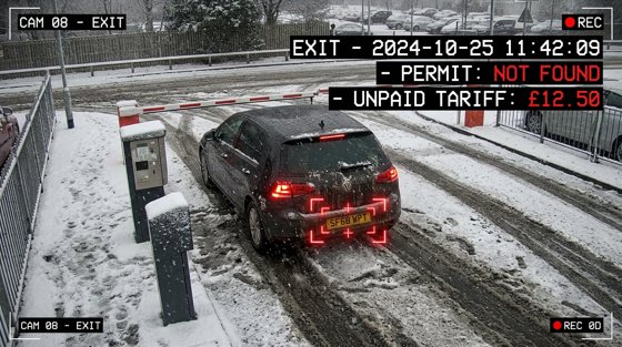 A winter exit with supplied permit and tariff annotations.