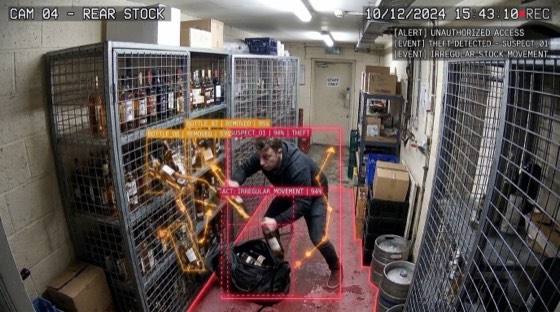 Illustrative stock-area review scene with supplied CCTV demonstration overlays.